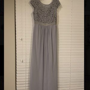 Long Gray-Blue Dress by Adrianna Papell